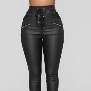Fashion Nova Martina Lace Up Pants Black